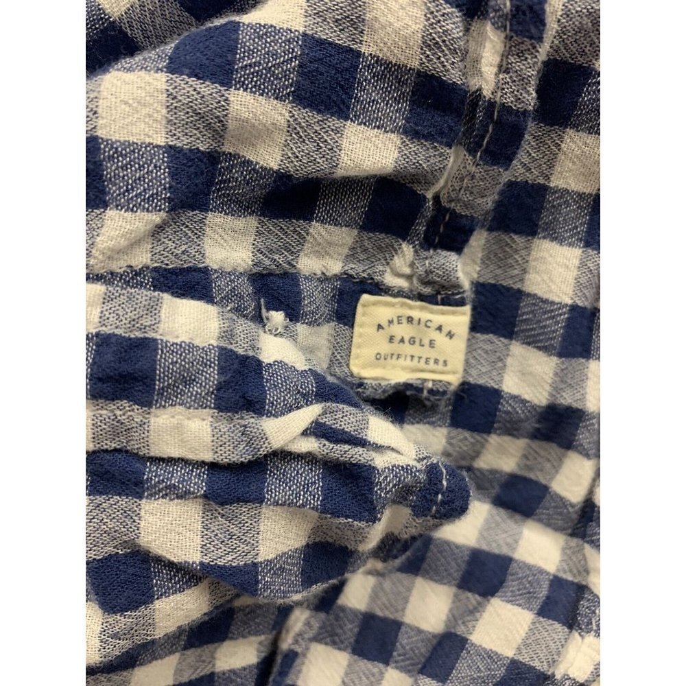 American Eagle Womens Small Boyfriend Fit Blue Buffalo Plaid Button Down m - Picture 8 of 9